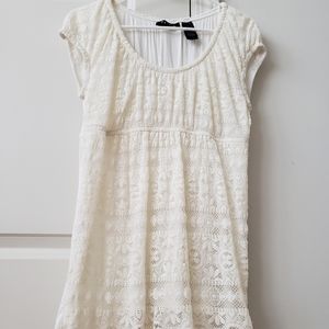 Like New 💖 Cream Lace Baby Doll Top Size Adult Small or Youth Junior Girls14-16